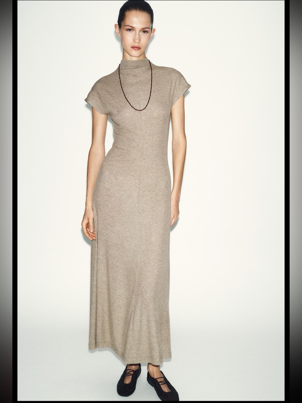 Zara high neck maxi dress, ecru